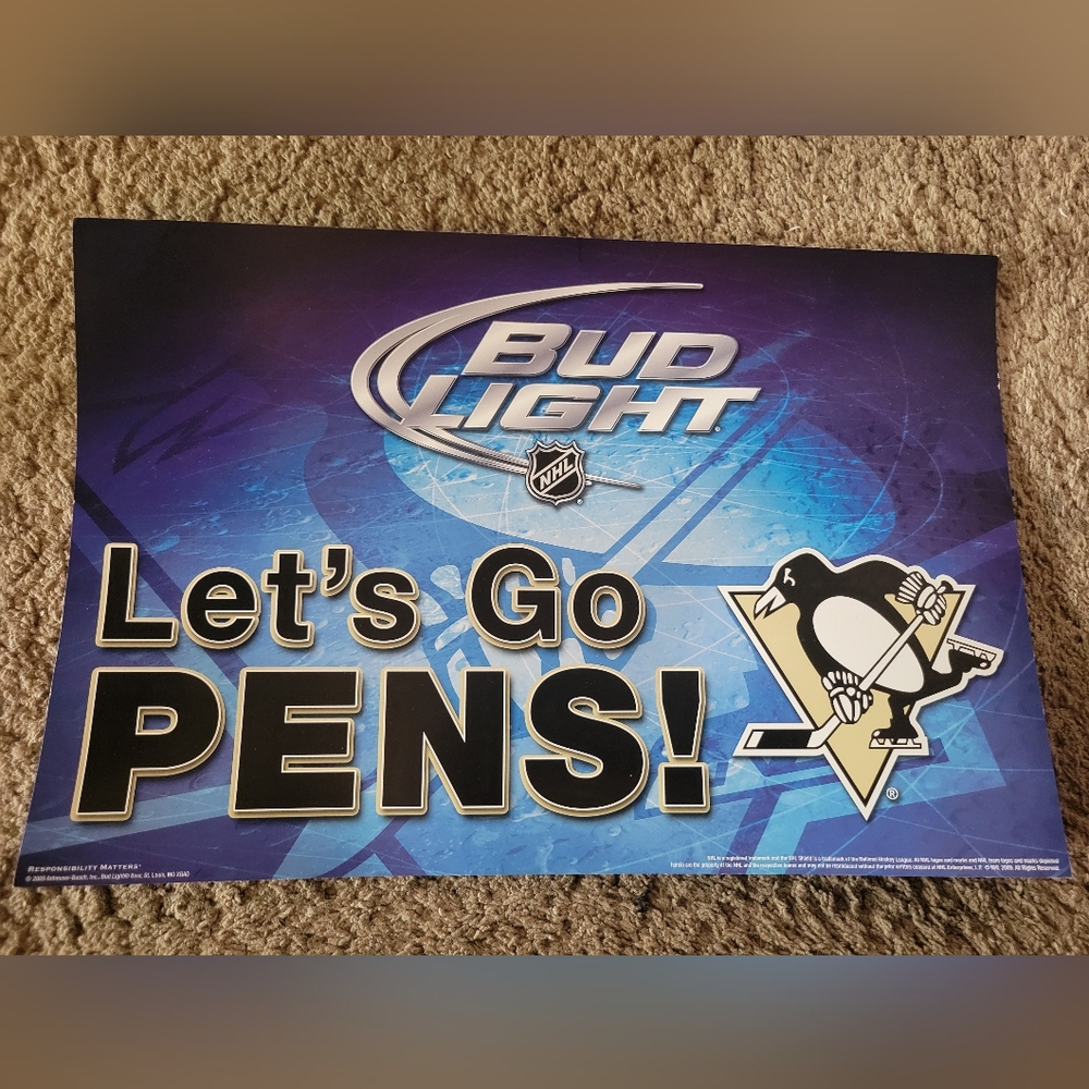 Bud Light Pittsburgh Penguins Let's Go Pens Poster